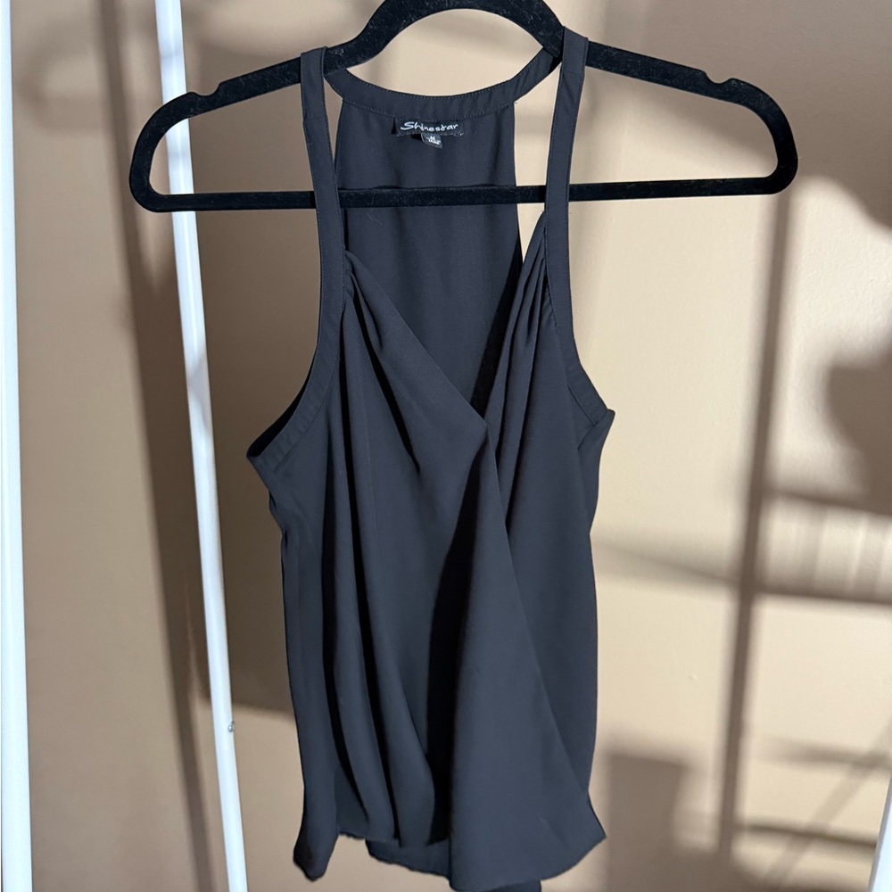 Shinestar Black Draped Camisole